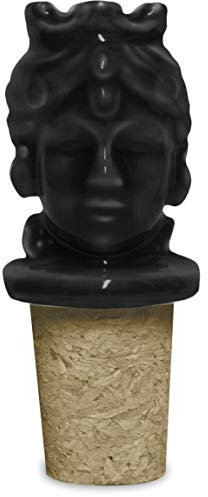 Baci Milano - Tappo Bottiglia in Porcellana - Donna Nero - d.3cm h.8cm…