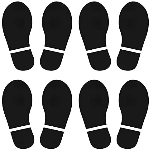 PATIKIL 280x106mm Fußabdruck Aufkleber Schwarz, 4 Paare PVC Bodenmarkierung Fußabdrücke Aufkleber Böden Wand Decke Treppen Klassenzimmer Stadion Einkaufszentrum U-Bahnen Bushaltestelle