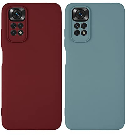 kwmobile 2X Hülle kompatibel mit Xiaomi Redmi Note 11 / Note 11S Hülle - Silikon Case mit Kameraschutz - weiche Handyhülle - Handy Cover Set in Bordeaux Violett Antique Stone