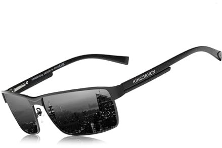 KINGSEVEN Mode Photochrome Sonnenbrille Männer Frauen Polarisierte Piloten-Sonnenbrille Quadratische Blendschutz-Fahrbrille UV400 (Schwarz Grau)