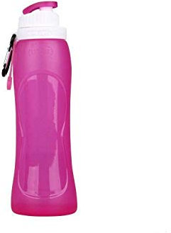 Botella de agua de silicona plegable creativa de 500 ml para deportes, camping, viajes, mi botella de bicicleta de plástico, color: rojo (color: rojo)