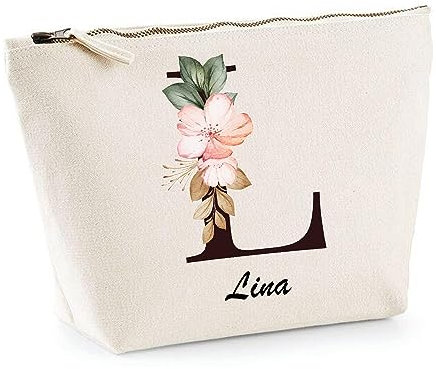 Trousse Lina Lettre Fleur | Pochette Toilette Maquillage Idée Sac Cadeau
