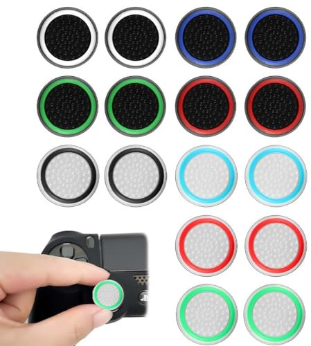 DDKY Paquete de 16 joysticks de Silicona de Repuesto, Tapas de Botones de Silicona, Tapas simuladas de Agarre de Joystick para Controladores PS5, PS4, Xbox 360, PS3