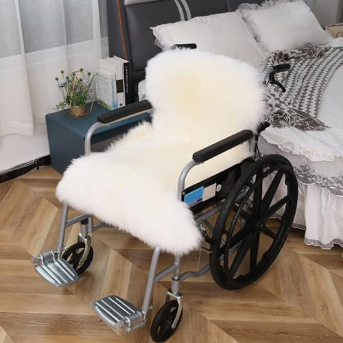 Lammfell Rollstuhlauflage, Hochwollig Stuhlkissen Rollstuhlauflage, Bequemes Komfort Weiches Stuhl Stuhlkissen Rollstuhlauflage Katzenbett Stuhlauflage