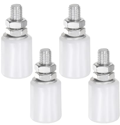 sourcing map Lot de 4 rouleaux de guidage pour portail coulissant de 4,1 cm de longueur réglable en nylon pour portail coulissant sur rails d'angle en acier et rails ronds, blanc