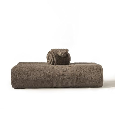 runico Set de Serviettes de Bain 100% Coton avec sèche-Cheveux Turban – Doux et très absorbants – Fabriqué en Italie – Lot de 2 – Marron Grandes Serviettes de Douche pour Le Visage…