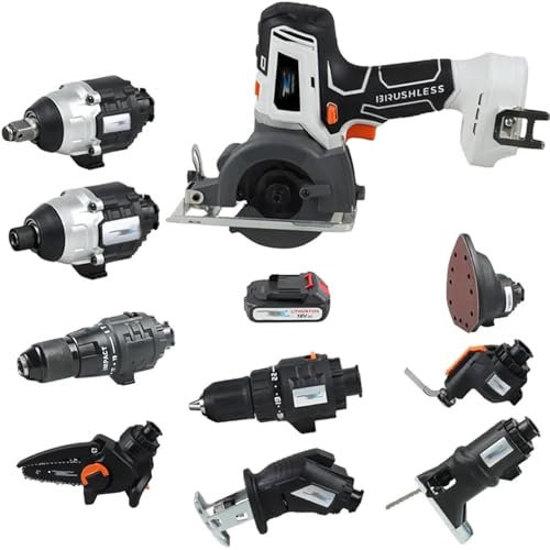 Kit Combo 10 in 1 per Utensili Elettrici per la Lavorazione del Legno, Trapano Avvitatore a Batteria Sega Alternativa, Set Multifunzionale con Batteria da 4,0 Ah e Cassette degli Attrezzi