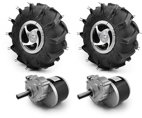 L-faster Kit de Roue à Moteur Double pour Outil agricole électrique, motoculteur, Ferme de Jardin, Chariot à Main, Pneu de 10 Pouces, 24V, 700W (no Joystick, Max Speed 4kph)