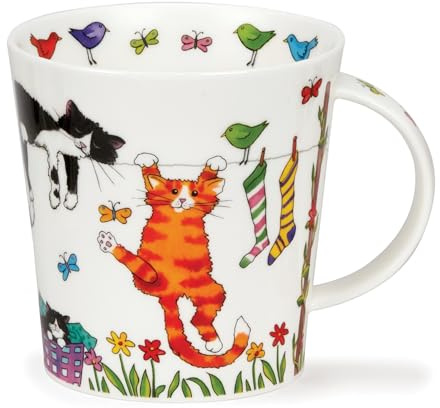 Dunoon Caingorm Tasse aus feinem Knochenporzellan zum Aufhängen mit Katzen oder Hunden (CA-HANO-Katzen), CA-HANO-CATS