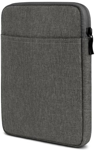 moex eBook Hülle für Tolino Vision 6 Tasche mit Reißverschluss und Fach für Zubehör, Stoff E-Reader Sleeve weich Gepolstert, Schutzhülle Minimalistisch Dash Case, Dunkelgrau