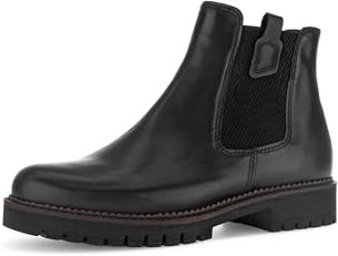 Gabor Damen Chelsea Boots, Frauen Stiefeletten,Komfortable Mehrweite (H),Schlupfstiefel,flach,Stiefel,Bootee,schwarz(S.s/w/Mic),43 EU / 9 UK