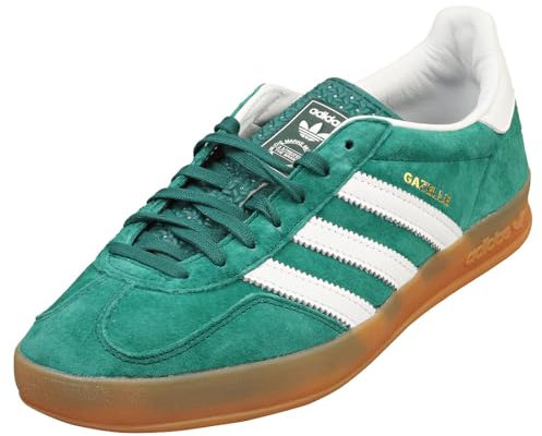 adidas Men's Gazelle Indoor Sneaker, Collegiate Green/Footwear White/Gum 7, 10 UK