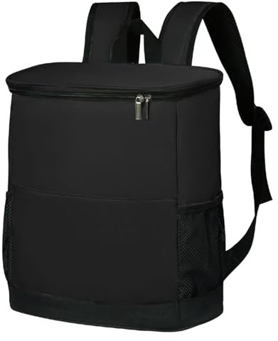 Kühlrucksack 15L Groß Wasserdichten Kühltasche, Auslaufsichere Rucksack, Isolierte Kühltasche, Thermo Lunchtasche für Strand Picknick Camping Outdoor Reisen BBQs Wandern (Schwarz)