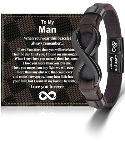 VU100 Gifts for Son/Man/Dad Infinity Knot Leather Bracelet for Men