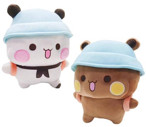 LUFEIS Budu Kuscheltier, 2PCS Budu Plüsch, Bezauberndes weiches Plüschtierkissen, Bär Panda Budu Kuscheltier, Geburtstagsfeiergeschenke Für Jungen Und Mädchen