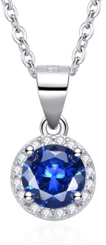 Dada Gioielli - Halskette mit funkelndem Solitär und personalisiertem zentralem Edelstein und Zirkonia-Steinen - Geschenkideen für Damen aus 925er Silber und Edelstahl, 45+ 5 cm, Saphir-blau