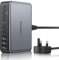 Rocoren 480W GaN USB C Charger Multiple, 10-Port PD100W QC4.0 PPS 4-Laptop Charger Station with 1.5m UK Extension Cord Compatible with MacBook, HP, iPad, iPhone, Sumsung Galaxy and More USB C Laptops