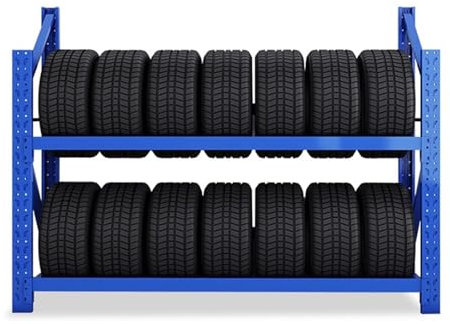 Reifenregal für Garage/Werkstatt, 2-lagig, platzsparendes Reserveradregal für Winterreifen/Schneereifen/Felgen/Sattelreifen, kommerzieller verstellbarer Reifenhalter für Autos (Tragfähigkeit 328 kg,
