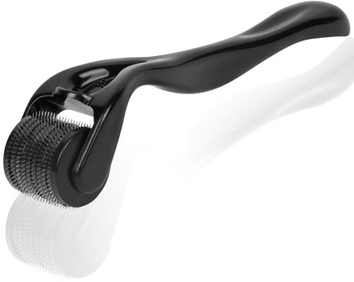 LOPHE Rouleau à billes de 0,75 mm, Derma Roller, Dermaroller Visage, Roller Micro Aiguille pour Anti-rides Anti-âge Retrait de Cicatrice Acne Vergetures pour Visage Corps Yeux(Noir)