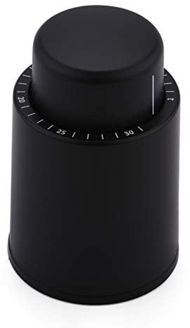 ELMWAY Vacuum Wine Stopper – Reusable Wine Preserver with Date Marker & Silicone Seal, Fits Standard Bottles, Keeps Wine Fresh up to 7 Days – Black