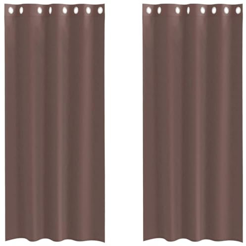 vidaXL Tende in Voile con Occhielli 2 pz Marrone 140x245 cm, Tenda a Rete, Tenda Trasparente, Voile per Finestra, Trattamento Finestra
