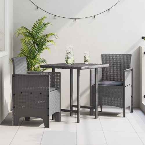 Homgoday Gartenstuhl Set mit 2 Hellgrau, Anthrazit Polypropylen Standard Gartenstuhl Gartensessel Garten Essstühle Balkonstühle Stuhlset Balkonstuhl Gartenmöbel Terrassenstühle