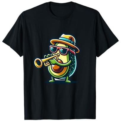 Trumpet Spielender Avocado Mit Hut Und Sonnenbrille T-Shirt