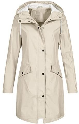 Regenjacke Damen Wasserdicht Winddichter Atmungsaktiv Regenmantel Regenparka mit Kapuze Leichte Dünne Windbreaker