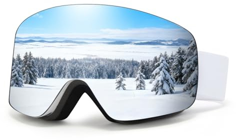 MXJ Gear Skibrille für Erwachsene Herren Damen,YH227 Snowboardbrille für Brillenträger, Anti Fog OTG UV-Schutz Anti-Rutsch-Kopfband Vollständiges REVO-Design