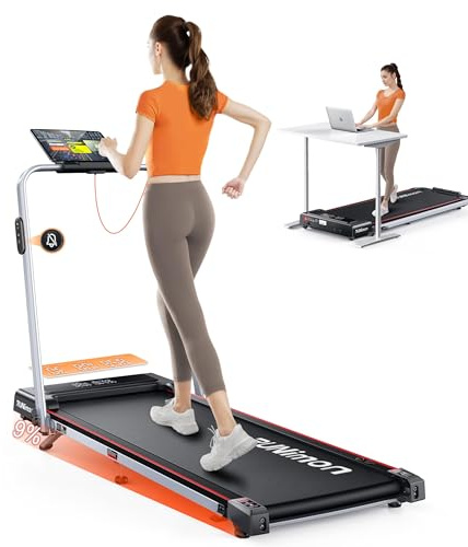 RUNIMON Tapis de Course, 6 en 1 Tapis de Marche Pliable Inclinable, Pente 9%, 12 km/h, 2.5HP, Tapis Roulant avec 2 Écrans LED, APP Intelligente, Deux Modes de Contrôle