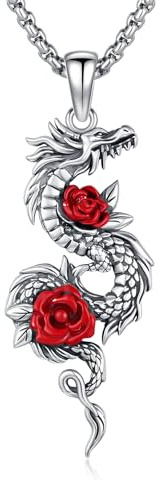 XIXLES Drachen/Wolf/Löwen Kette Silber 925 Tier Halskette Anhänger Wolf Wikinger Schmuck für Männer Frauen