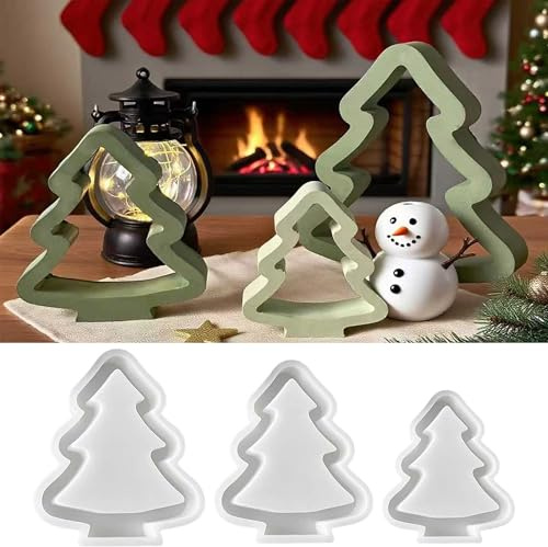 Silikonformen Gießformen Weihnachten,3 Stück Silikonform Tannenbaum, Gießformen Silikon Weihnachten, Silikonform Anhänger Schneeflocke, Silikon Formen Zum Gießen Weihnachtsbaum mit Schneeflocke