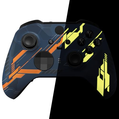 eXtremeRate Fluoreszierende Case für Xbox Elite Series 2 Controller, DIY-Ersatz Front Hülle&Joystick-Accent Ring Gehäuse für Xbox Elite Series 2-Core Gamepad Modell 1797-Glow in Dark Gelb Mecha