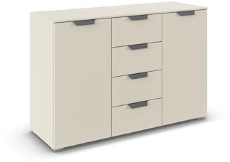 Rauch Möbel ADITIO, Kommode, Farbe Beige, Breite 120 cm | Sideboard im modernen Look, 2-türig, 4 Schubladen, Soft-Close, für Schlafzimmer, Gästezimmer, Wohnzimmer, Flur