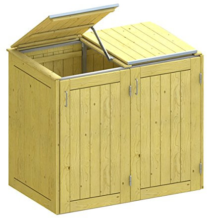 BINTO Holz Mülltonnenbox System 2K - für zwei Mülltonnen inkl. Klappdeckel - 5106