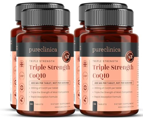 CoQ10 300mg – High Strength Co Enzyme Q10 Supplement with Vitamin C & Black Pepper for Better Absorption – 360 Tablets (4 x 90) – 12 Month Supply – Energy & Heart Health Support