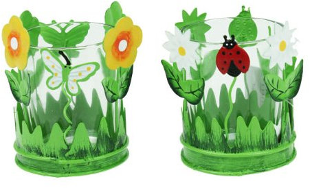 Set of 2 Spring / Easter Garden Tea Light Holders
