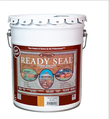 Ready Seal Exterior Wood Stain | Semi-Transparent Oil-Based Formula | Professional Grade Stain and Sealer in One | Ideal for Decks, Fences, Pergolas, Wood Siding & More | 5 Gallon | Natural Cedar