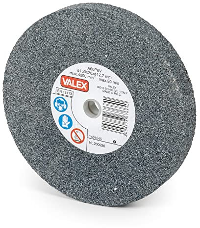 1464545 VALEX MOLA ABRASIVA 150x20MM FORO 12,7MM GRANA 60 SMERIGLIATRICE BANCO PIETRA RICAMBIO UNIVERSALE MOLATRICE SECCO MULTIMARCA DISCO ABRASIVO AFFILATRICE