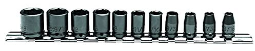 Stanley Proto J69106 11 Piece 6 Point 1/4 Drive Impact Socket Set