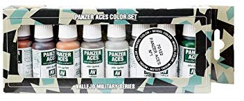 Vallejo 070122 Farbset, Set 1 - Panzer - Rost, Ketten und Gummi, 8x17 ml