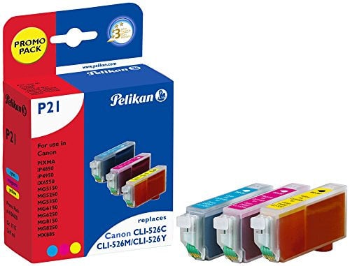 Pelikan P21 Druckerpatrone Promo Pack ersetzt Canon CLI-526, 3 x 9 ml, cyan/magenta/gelb