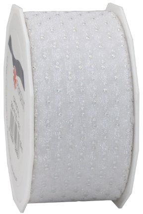 PRÄSENT - Crystal Organza Ribbon White-Silver 40 mm width, 20 m length