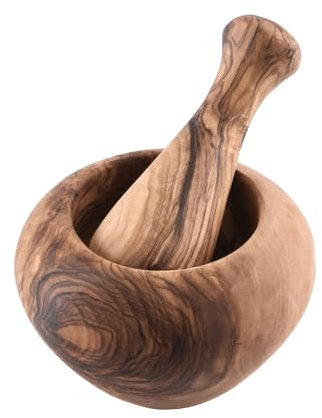 Battle-Merchant - Kleiner Mörser aus Olivenholz - Natürlicher Gewürzzerstoßer für Küche und Kräuter
