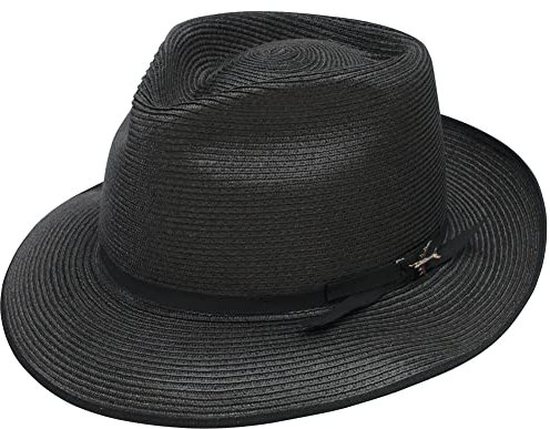 Stetson Herren Stratoliner Florentiner Mailand Strohhut Gr. 7 3/8, Schwarz