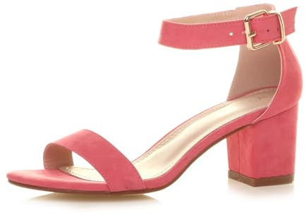 AJVANI Womens ladies low mid block heel peep toe buckle ankle strap party strappy sandals shoes size