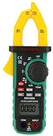 MASTECH Pinza amperimétrica digital AC/DC autoranging, probador de frecuencia, capacitancia, temperatura y NCV