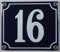 Emaille Hausnummernschild - Wählen Sie Ihre Nummer - Zahlen 1 bis 30 verfügbar - blau/weiß 12x12 cm und 12x14cm - sofort lieferbar! Hausnummer Schild wetterfest und lichtecht (16 blau/weiß 12x14cm)
