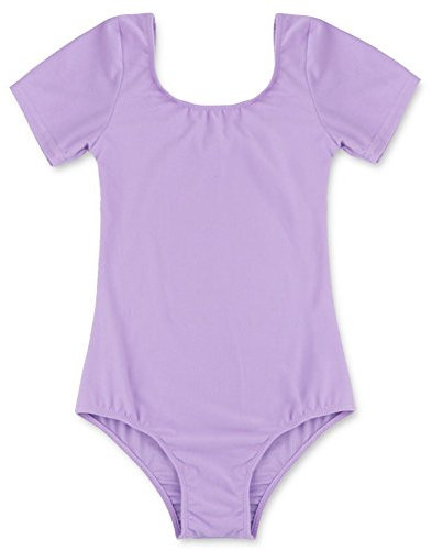 TiaoBug Mädchen Body Kinder Kurzarm Ballettanzug Turnanzug Trikot Gymnastikanzug Lila 140
