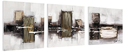 KunstLoft Leinwandbild | 100% HANDGEMALT | 120x40 cm | Wandbild Wohnzimmer | Sehr großes Acryl Gemälde | Modern art (Silber)